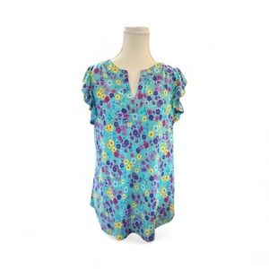 Dear Scarlett Blue Floral Blouse – Size Large